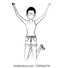 cheerful jumping woman avatar