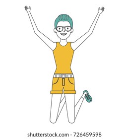 cheerful jumping woman avatar