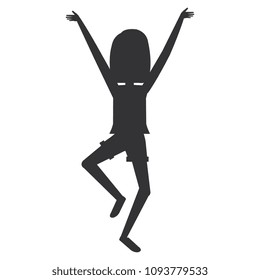 cheerful jumping woman silhouette avatar