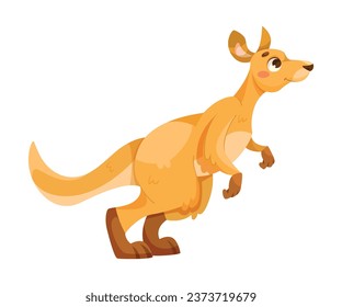 Cheerful Kangaroo Character and Australian Marsupial Animal Vector Illustration