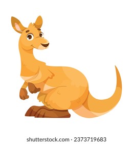 Cheerful Kangaroo Character and Australian Marsupial Animal Vector Illustration