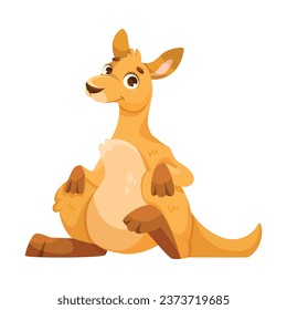 Cheerful Kangaroo Character and Australian Marsupial Animal Vector Illustration