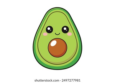 Cheerful Kawaii Avocado Vector Illustration