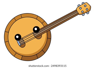 Cheerful Kawaii Banjo Vector Illustration