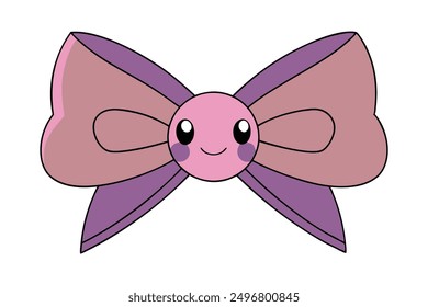 Cheerful Kawaii Bow Vector Illustration