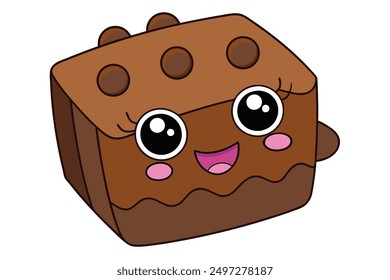 Cheerful Kawaii Brownie Vector Illustration