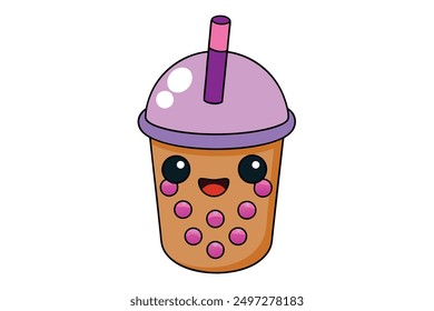 Cheerful Kawaii Bubble Tea Vector Illustration