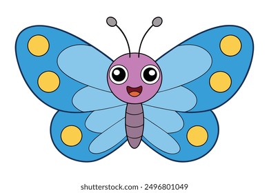 Cheerful Kawaii Butterfly Vector Illustration