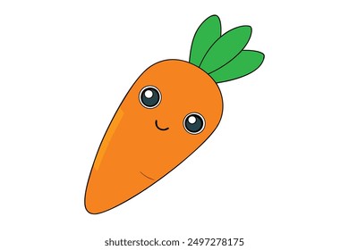 Cheerful Kawaii Carrot Vector Illustration