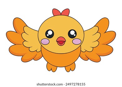 Cheerful Kawaii Chicken Wings Vector Illustration
