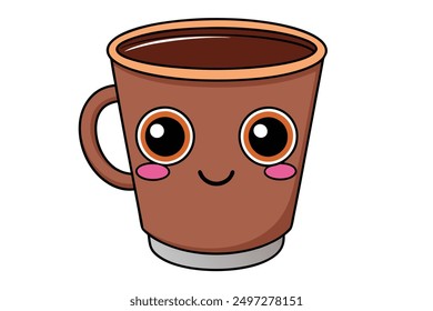 Cheerful Kawaii Coffee Cup Vector Illustration