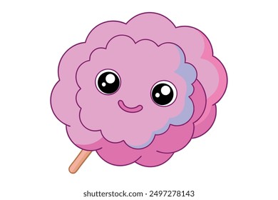 Cheerful Kawaii Cotton Candy Vector Illustration