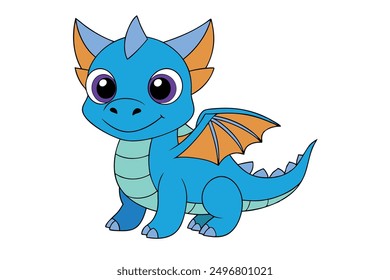 Cheerful Kawaii Dragon Vector Illustration