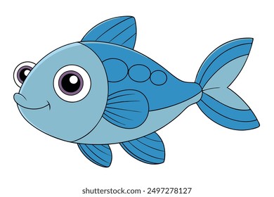 Cheerful Kawaii Fish Vector Illustration