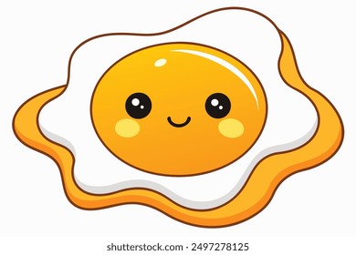 Cheerful Kawaii Fried Egg Vector Illustration