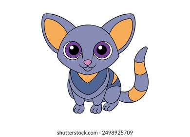 Cheerful Kawaii Galago Vector Illustration