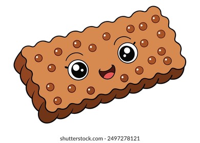 Cheerful Kawaii Granola Bar Vector Illustration