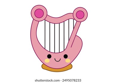 Cheerful Kawaii Harp art Illustration