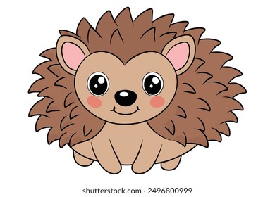 Cheerful Kawaii Hedgehog Vector Illustration