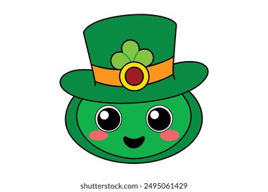 Cheerful Kawaii Irish Hat Illustration