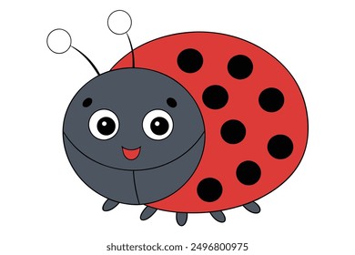 Cheerful Kawaii Ladybug Vector Illustration