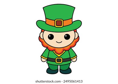 Alegre Kawaii Leprechaun Pipe Ilustración