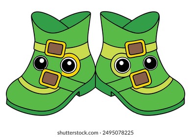 Cheerful Kawaii Leprechaun Shoes Illustration