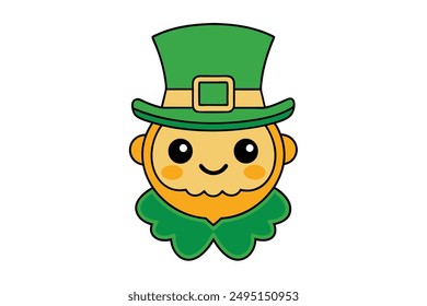 Cheerful Kawaii Leprechaun's Gold Illustration