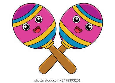 Cheerful Kawaii Maracas Vector Illustration