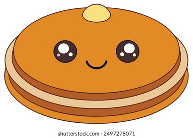 Cheerful Kawaii Pancake vector Illustration