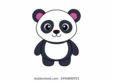 Cheerful Kawaii Panda Vector Illustration