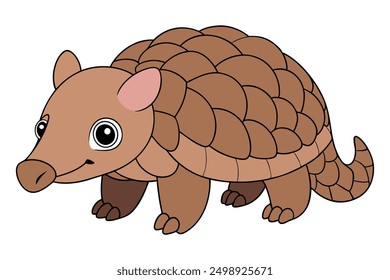 Cheerful Kawaii Pangolin Vector Illustration