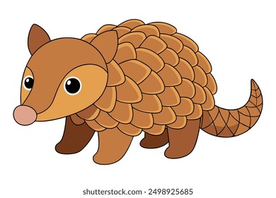 Cheerful Kawaii Pangolin Vector Illustration
