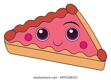 Cheerful Kawaii Pie Slice Illustration