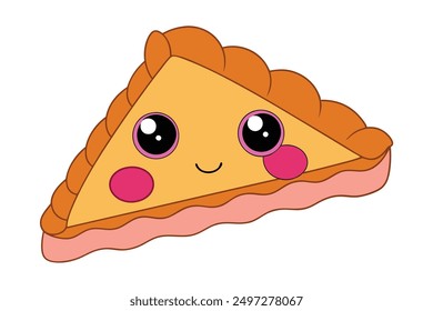 Cheerful Kawaii Pie Slice Illustration