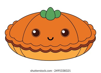 Alegre Kawaii Pumpkin Pie Ilustración