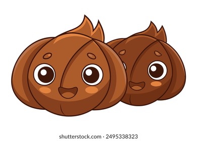 Cheerful Kawaii Roasted Chestnuts Illustration