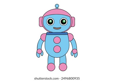  Cheerful Kawaii Robot Vector Illustration