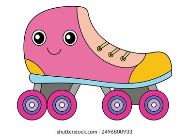 Cheerful Kawaii Roller Skates Vector Illustration