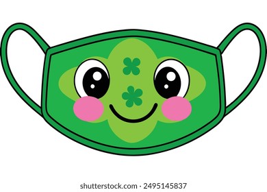 Alegre Kawaii Shamrock Máscara Facial Ilustración