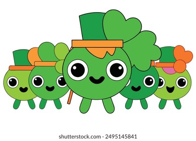 Cheerful Kawaii Shamrock Lollipop Illustration