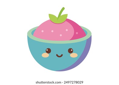 Cheerful Kawaii Smoothie Bowl Illustration