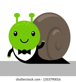 Cheerful kawaii snail vector illustration