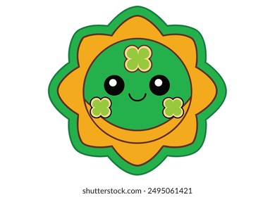 Cheerful Kawaii St. Patrick's Day Badge Illustration