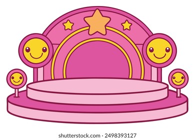 Cheerful Kawaii Stage Vector Illustration