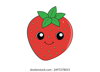  Cheerful Kawaii Strawberry Food Illustration