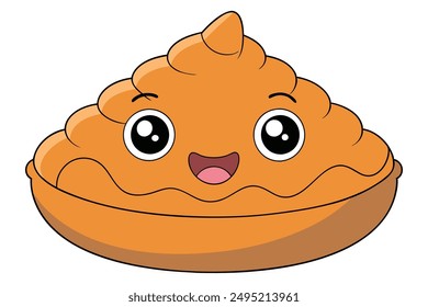 Cheerful Kawaii Sweet Potato Casserole Illustration