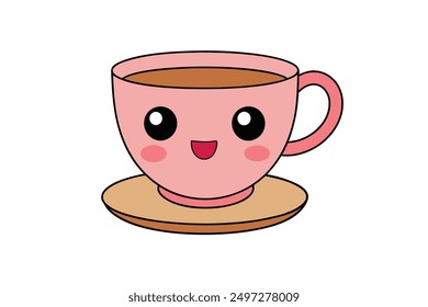 Cheerful Kawaii Tea Cup Illustration