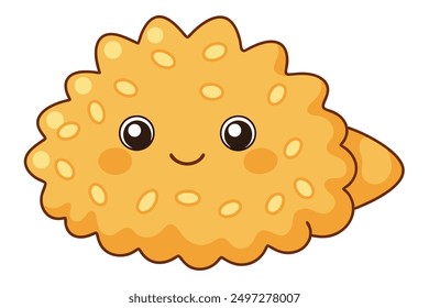 Cheerful Kawaii Tempura Food Illustration