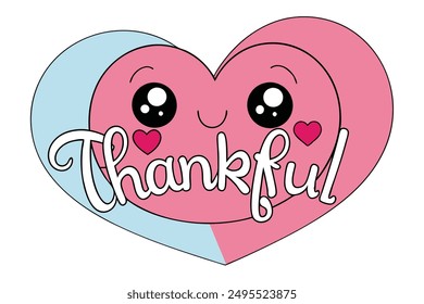 Cheerful Kawaii Thankful Heart Illustration